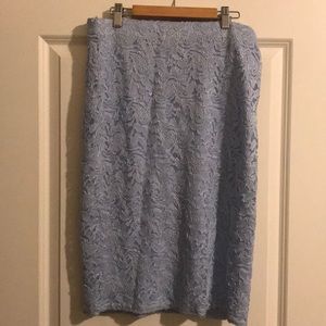 Pastel blue lace pencil skirt